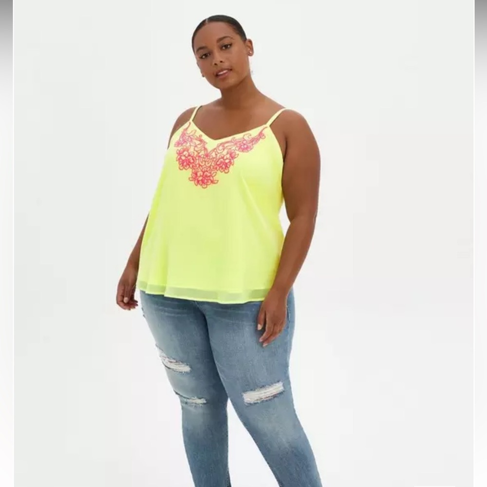 Torrid Sophie Chiffon Embroidered Swing Cami Size 2